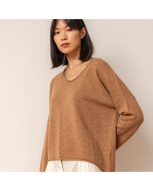 Bel Cashmere Brown Anais Cashmere Sweater Camel