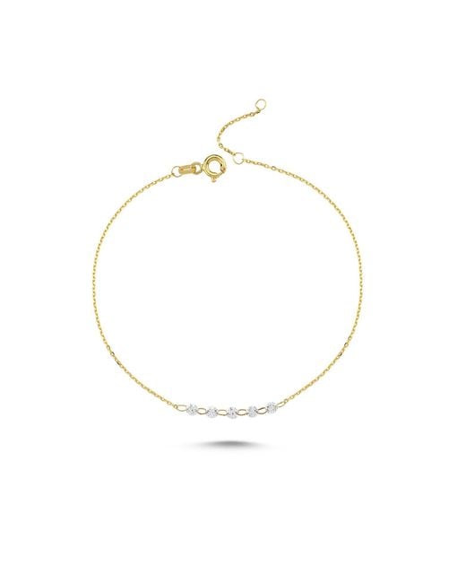 Ecce | Artisan Diamonds Metallic 18K Solid Dancing Tiny Five Diamond Bracelet