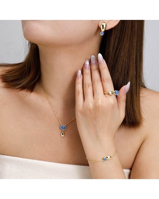 Vanimy Blue Seren Droplet Gemstone Open Ring