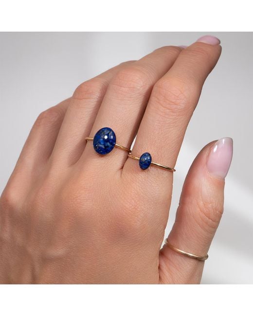 Kate Koel Blue Dainty Lapis Lazuli Ring — Oval-Filled Ring