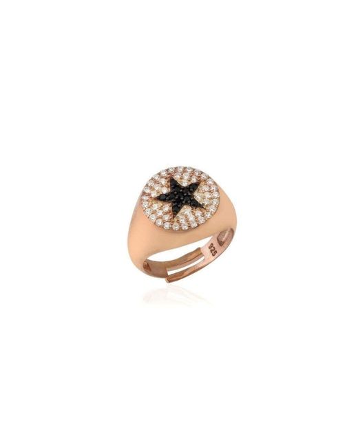 LINYA JEWELLERY Metallic Star Signet Pinky Ring