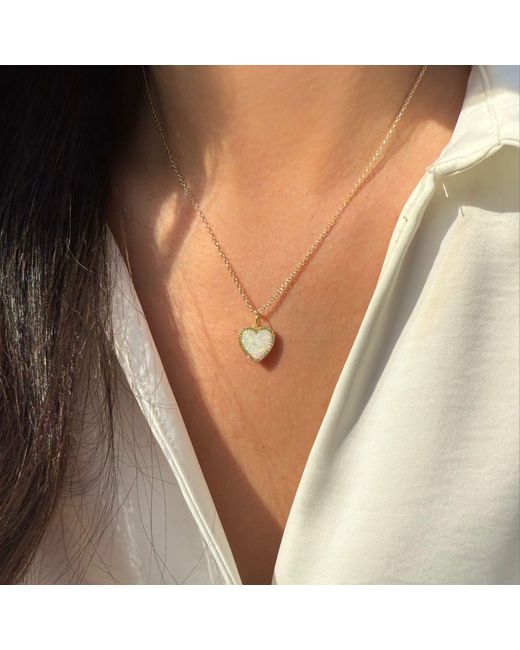 KAMARIA Blue Opal Heart Necklace With Crystals
