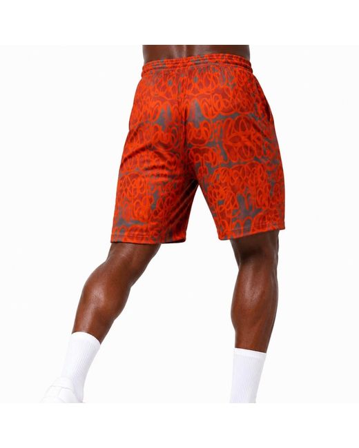 Chuks Collins Orange Tasou Print Shorts for men