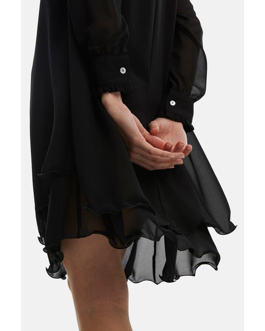 James Lakeland Black Long Sleeve Wave Hem Dress