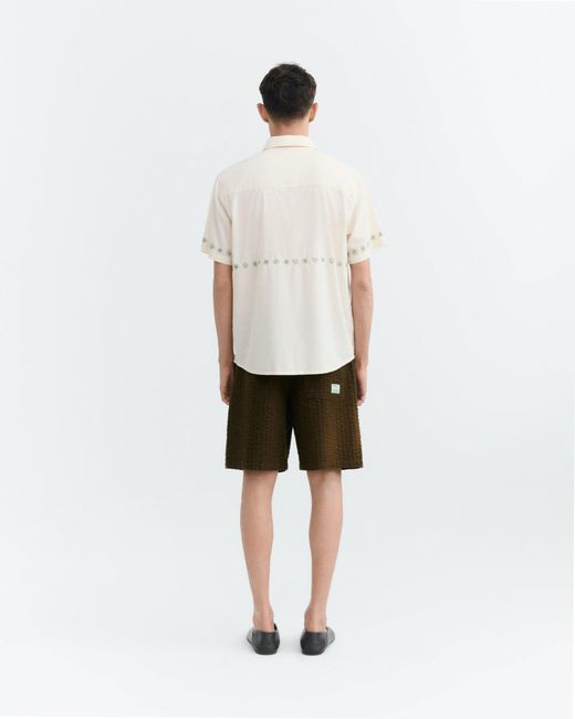 Thinking Mu White Tom's Hand-Embroidered Shirt for men