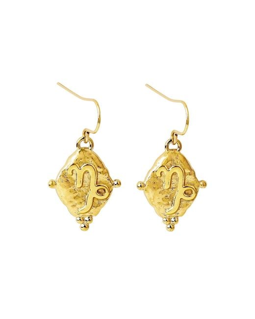 Seven Saints Metallic Capricorn Vintage-Style Dangle Earrings, Plated
