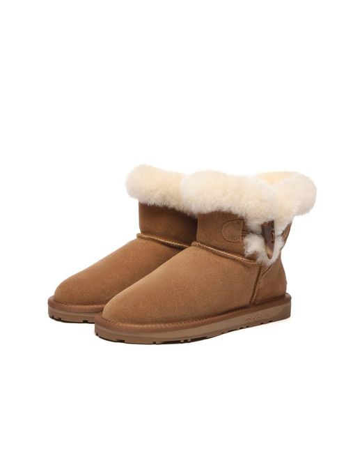EverAu Australia Brown Robin Horn Toggle Button Mini Boots