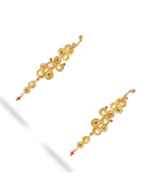 Ebru Jewelry Metallic Golden Aura Coral Dangle Earrings