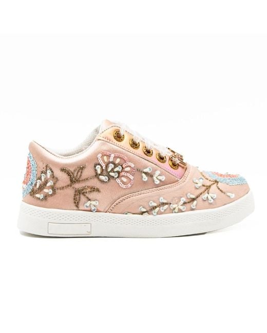 Rettrose Pink Cora Luxury Satin Handmade Embellished Tennis Shoe