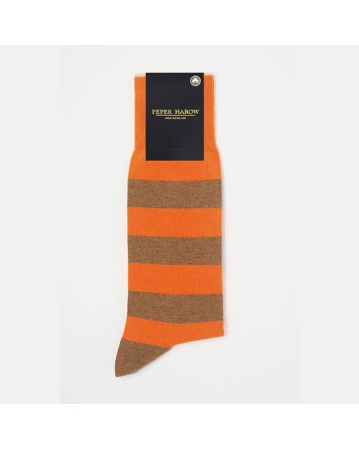 Peper Harow - Made in England Orange Equilibrium Organic Socks for men