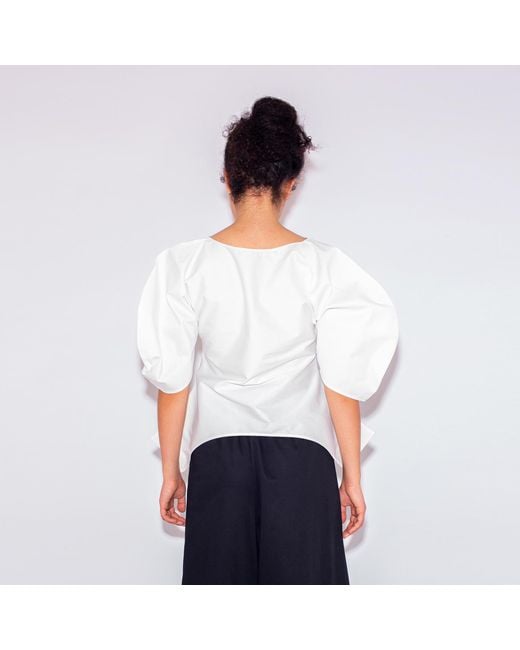 Bianca Popp White Puff Blouse With Flaps
