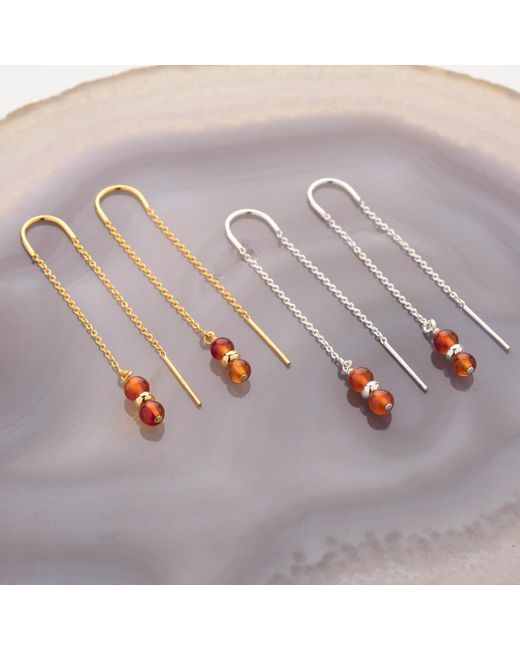 Nellou Jewellery Metallic Fall Birthstone Earrings July Carnelian Plated Sterling
