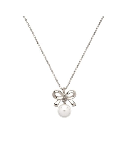 Emma Holland Jewellery Metallic Platinum Bow & Pearl Pendant