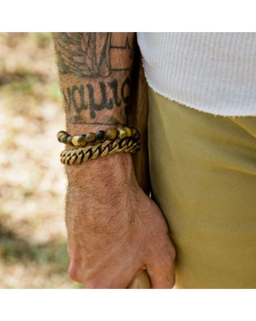 Rachel Nathan Brown Narrow: Matte Tiger's Eye Bracelet for men