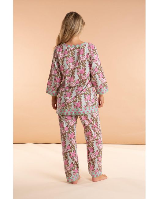 Inara White Wild Rose Cotton Pyjamas