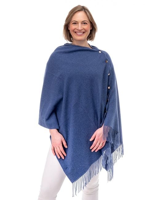 Franchetti Bond Blue Gisella Denim Button Poncho