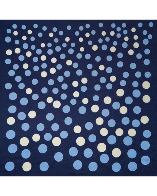 Otway & Orford Blue 'Planetarium' Polka Dot Silk Pocket Square for men