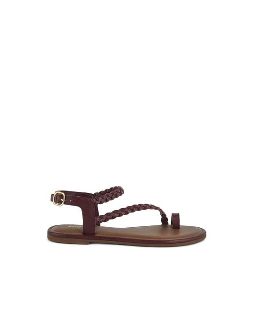 Rag & Co Brown Stallone Burgundy Braided Flat Sandals By Rag & Co