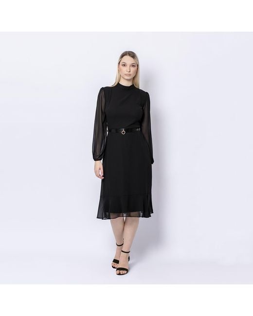 Haute Cuir Black Skinny Ringed Leather Belt
