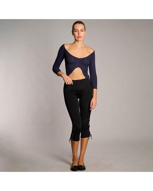 Love and Nostalgia Black Sarah Lace Up Capri Legging