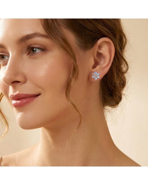 Kai Fine Jewelry Blue Solid Natural Moonstone & Diamond Flora Earrings