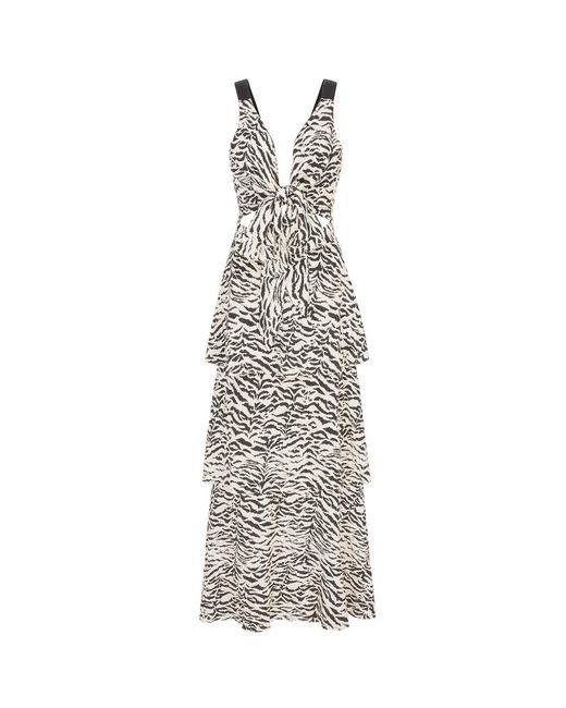 Polko Metallic Sia Zebra Convertible Tiered Dress