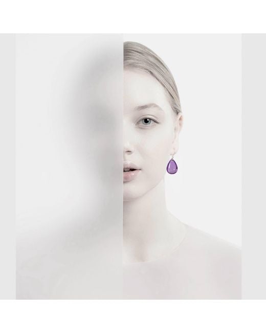 Laura Daili Purple Neutrals Amethyst Glow Glass Teardrop Earrings