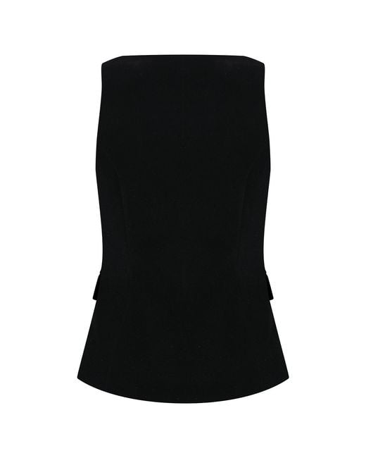 Malo Black Tailored Velvet Vest With Chinese Knot Buttons