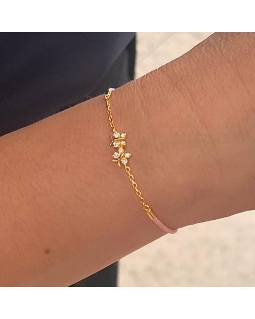 BLOOMTINE | Earth Angel HQ Metallic Enchanting Flutterfly Vermeil Butterfly Silk Cord Thread Bracelet