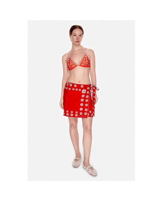 Jessie Zhao New York Red Swim Cover Up Skirt- Garden