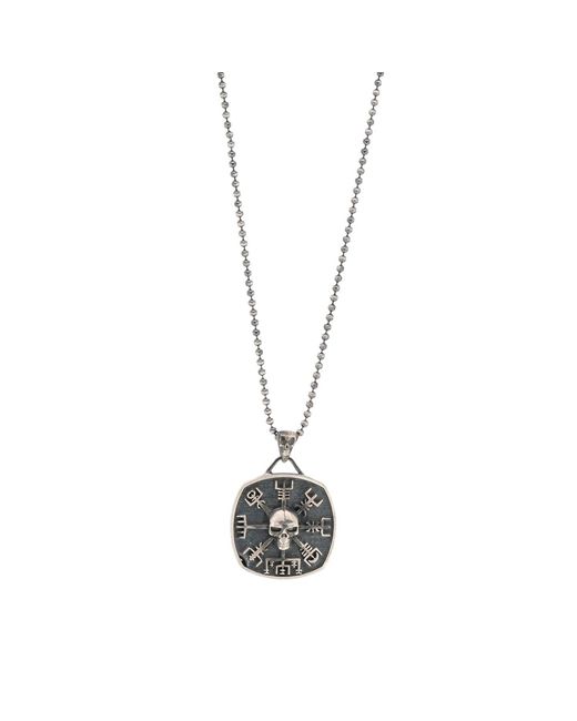 Ebru Jewelry Metallic Sterling Skull Viking Symbol Necklace for men
