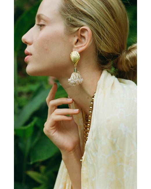 Sccollection Metallic Nellie Tassel & Shell Earrings