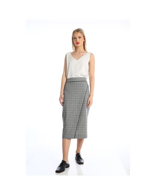Silvia Serban Gray Checkered Side Over Side Skirt