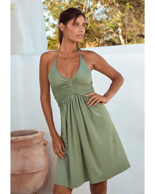Chic by Lirette Green Korte Halter Jurk Natural