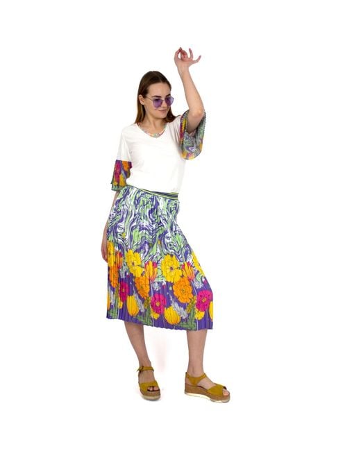 Lalipop Design White Blouse With Pleated Sleeves&detachable Colorful Half Chain