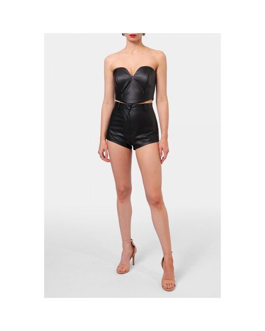 AGGI by HALEWSKI Black Lara Vegan Leather Corset