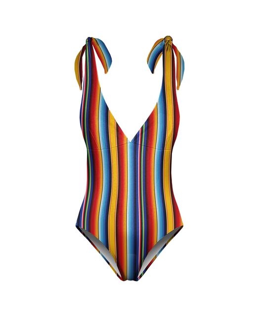 Aloha From Deer Blue Mexican Stripes One Piece Swimsuit