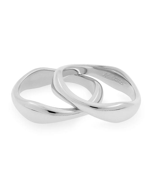 Cote Cache Metallic Symmetry Stackable Wave Ring Set
