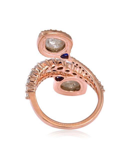 Artisan White Rose Diamond, Sapphire & Diamond Wrap Ring