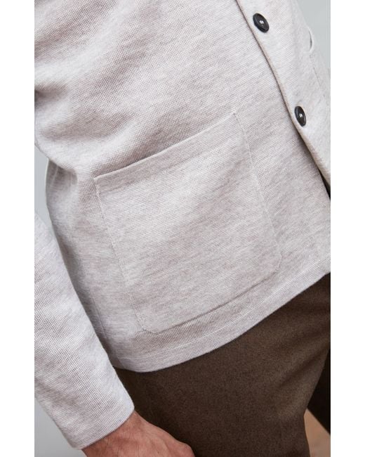 Paul James Knitwear Gray Neutrals Extra Fine Merino Wool Alonzo Knitted Nehru Jacket for men