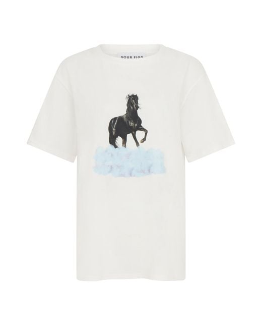 Sour Figs White Horse Print T-Shirt