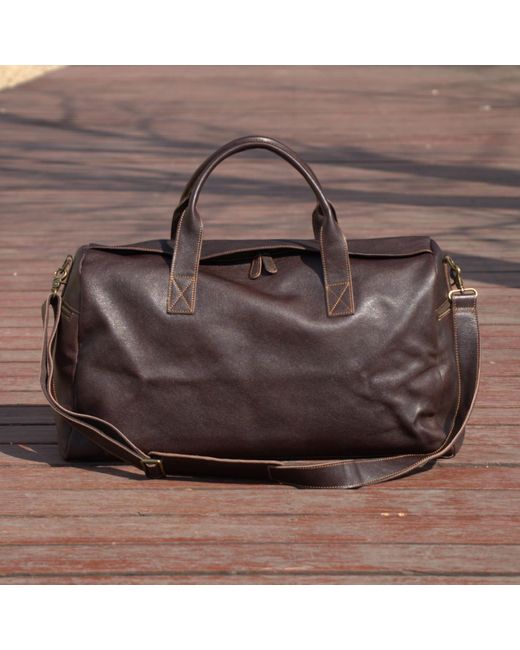Touri Black Genuine Leather Weekend Bag for men