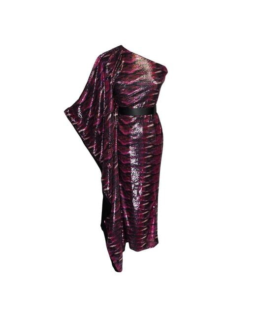 Jennafer Grace Purple Venom One Shoulder Caftan
