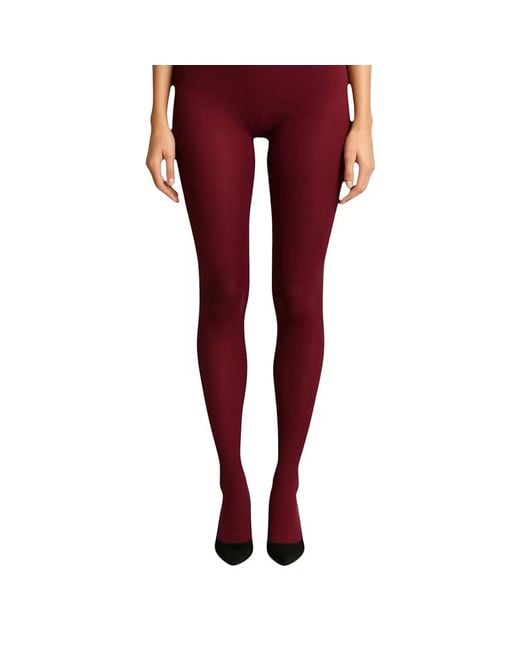 HIGH HEEL JUNGLE by KATHRYN EISMAN Red 80 Denier Velvet Opaque Tights