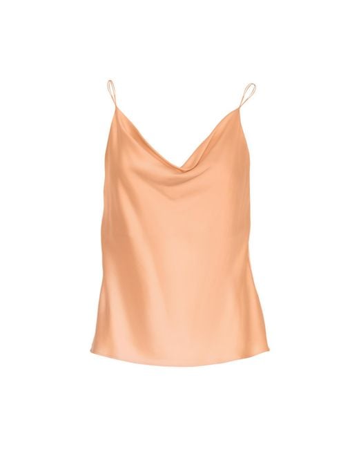MIONÈ Orange Slip Blouse With Draped Detail