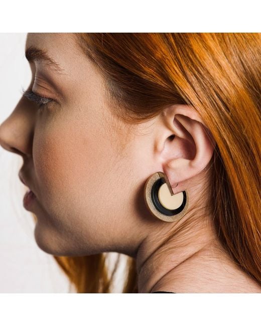 Gissa Bicalho Red Handmade Acrylic Earring Discs Layers