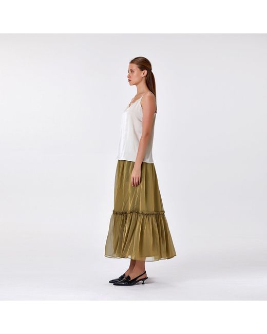 Smart and Joy Purple Boho-Style Ruffled Skirt With Elastic Waistband