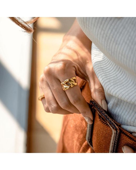 LINYA JEWELLERY Metallic Chain Ring