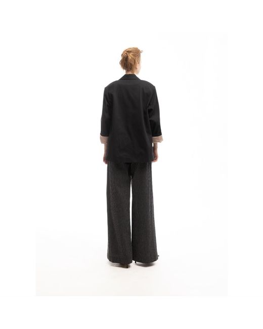 Julia Allert Blue Pinstripe Statement Buttoned Trousers