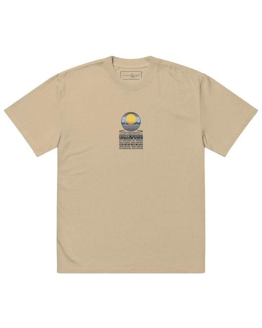 Anchor and Crew Natural Faded Khaki Ocean Drift Surf Explore Co. Oversized Cotton T-Shirt for men